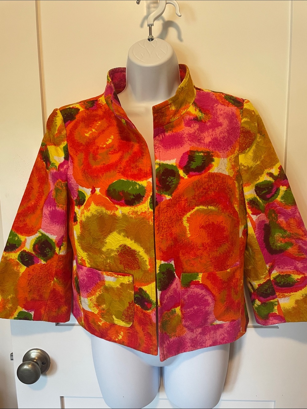 Vibrant Floral Jacket in Pink, Orange & Gold